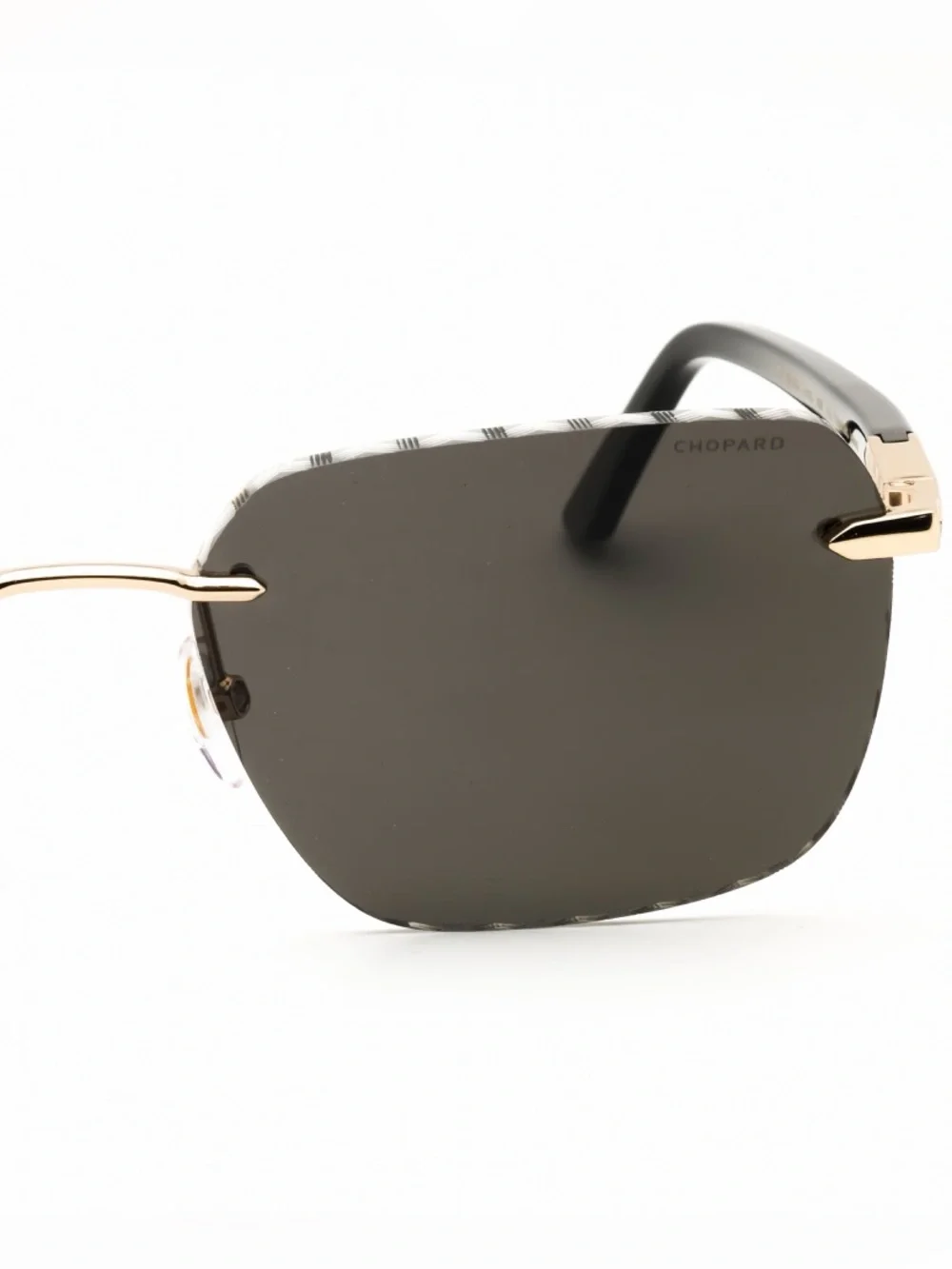 New Chopard SCHG62 300P Men’s Black Sunglasses with Gold Accents Authentic